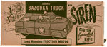 "ARMY BAZOOKA TRUCK WITH SIREN" BOXED FRICTION TOY.