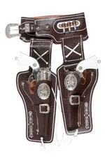 “WYATT EARP” BOXED DOUBLE CAP GUN SET WITH HOLSTER.