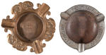 STOVE & FURNACE ADVERTISING ASHTRAYS: THREE CAST IRON/ONE BRASS.