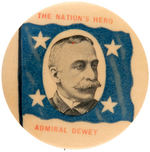 "THE NATION'S HERO ADMIRAL DEWEY" LARGE RARE PORTRAIT BUTTON.