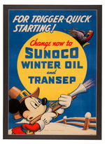 MICKEY MOUSE "SUNOCO WINTER OIL AND TRANSEP" SIGN.