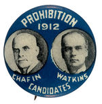 "PROHIBITION CANDIDATES 1912" JUGATE BUTTON.