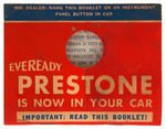 “EVEREADY PRESTONE ANTI-FREEZE” VINTAGE CAN AND BOOKLET.