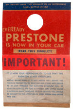 “EVEREADY PRESTONE ANTI-FREEZE” VINTAGE CAN AND BOOKLET.