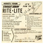 RARE INSTRUCTIONS/ORDER FORM FOR "STRAIGHT ARROW RITE A LITE"