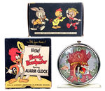 "WOODY WOODPECKER SPRING ALARM CLOCK" IN ORIGINAL BOX.