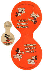 "MICKEY MOUSE SHOES" LITHO TIN TAB PLUS "MICKEY MOUSE HOSE" PAPER LABEL.