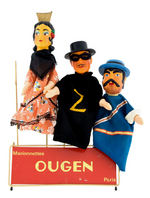 "ZORRO" OUGEN FRENCH PUPPET TRIO WITH DISPLAY.