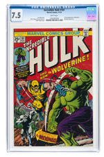 "THE INCREDIBLE HULK" #181 NOVEMBER 1974 CGC 7.5 VF- (FIRST WOLVERINE).