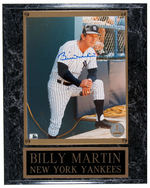 NEW YORK YANKEES PLAYER-MANAGER BILLY MARTIN SIGNED PHOTO DISPLAY.