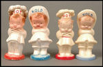 "HOT/KOLD" SHOPS RESTAURANT SALT AND PEPPER SETS.