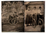 BICYCLE RIDERS LOT OF 10 TINTYPES WITH ONE OUTDOORS.