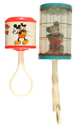 "MICKEY MOUSE" CELLULOID BABY RATTLES.