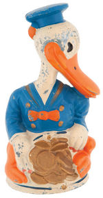 RARE DONALD DUCK PAINTED CAST METAL BANK.