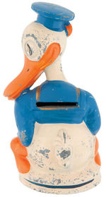 RARE DONALD DUCK PAINTED CAST METAL BANK.