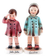 "JOHN-JOHN" AND "CAROLINE" KENNEDY PAINTED CERAMIC STATUES FROM 1963.