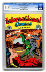 INTERNATIONAL COMICS #1  SPRING 1947  CGC 8.5  OFF-WHITE TO WHITE PAGES CARSON CITY COPY.