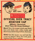 DICK TRACY AVIATION/HOSTESS CAP WITH WING BADGE/AD.