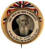 "FIRST WHITE BOY BORN IN MINNESOTA" 1915 COMMEMORATIVE BUTTON.