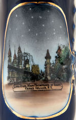 “LUNA PARK” HIGH QUALITY SOUVENIR COBALT BLUE CHINA TRIO.