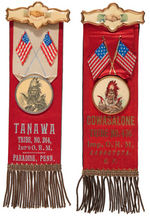 IMPERIAL ORDER RED MEN OUTSTANDING PAIR OF ORNATE RIBBON BADGES.