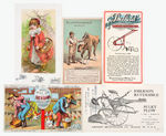 FARM EQUIPMENT AND RELATED LOT OF FIVE TRADE CARDS AND THREE FOLDERS.