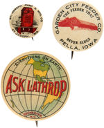 FARM EQUIPMENT GROUP OF THREE BUTTONS FROM COLLECTIBLE PIN-BACK BUTTONS.