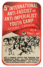 LEFT WING YOUTH CAMP BUTTON FROM 1982 CANADIAN EVENT AND LEVIN COLLECTION.