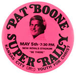 PAT BOONE '70s YOUTH FOR CHRIST RALLY BUTTON.