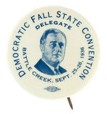 FDR RARE 1936 CAMPAIGN YEAR MICHIGAN CONVENTION BUTTON.