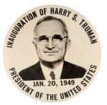 TRUMAN LARGE 4" REAL PHOTO INAUGURATION BUTTON.