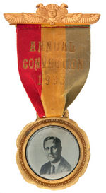 SHRINER'S "ANNUAL CONVENTION 1933" RIBBON BADGE WITH FDR REAL PHOTO.