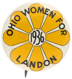 "OHIO WOMEN FOR LANDON 1936" RARE LITHO BUTTON.