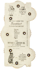 “RAMBLER” CAR CELLO BASEBALL SCORER SHOWING SYMBOLIC IMAGES OF WHITE SOX AND CUBS.