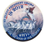 OBAMA 2012 STRIKING BUTTON BY BOB ALEXANDER IN EDITION OF 12.