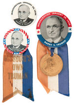 TRUMAN TRIO OF CAMPAIGN AND INAUGURAL BUTTONS.