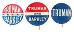 TRUMAN TRIO OF 1948 LITHO NAME BUTTONS.