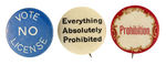 EIGHT BUTTONS AND ONE STICKPIN FAVORING PROHIBITION C. 1898-1918.