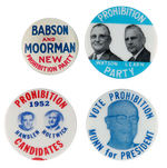 PROHIBITION PARTY PRESIDENTIAL BUTTONS SPANNING 1940-1965.