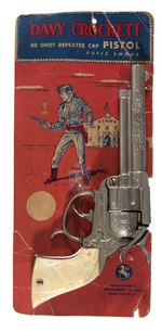 "DAVY CROCKETT" LESLIE-HENRY CAP GUN ON CARD (SIZE VARIETY).