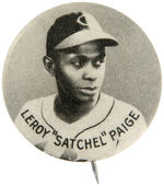 “LEROY ‘SATCHEL’ PAIGE” IN HIS CLEVELAND INDIANS UNIFORM BUTTON FROM CPB.