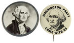 WASHINGTON EARLY 1890s RARE PORTRAIT BUTTON AND THEODORE ROOSEVELT RELATED BUTTON.