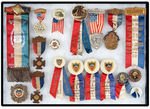 PATRIOTIC ORDER SONS OF AMERICA 15 BADGES PLUS EXTRA GEORGE WASHINGTON BUTTONS.