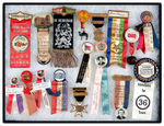 FRATERNAL BUTTONS AND RIBBON BADGES COLLECTION OF 18.