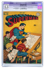 "SUPERMAN" #25 NOVEMBER-DECEMBER 1943 CGC RESTORED APPARENT 5.5 FINE-.