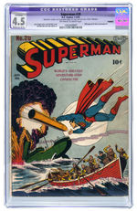 "SUPERMAN" #20 JANUARY-FEBRUARY 1943 CGC RESTORED APPARENT 4.5 VG+.