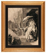 WALT HUBER WITCH IN DUNGEON FRAMED ORIGINAL ILLUSTRATION ART.