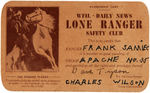 LONE RANGER WFIL CLUB CARD AND BUTTON.