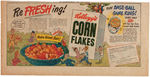 KELLOGG'S BASE-BALL GAME RING PLUS CEREAL BOX BACK AND SUNDAY AD.