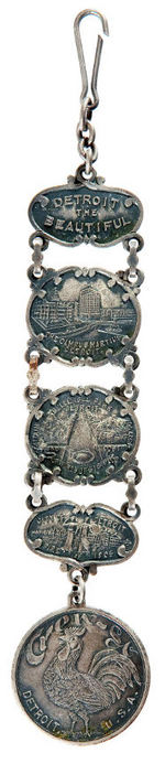"DETROIT THE BEAUTIFUL" FIVE SEGMENT WATCH FOB WITH ADVERTISING.